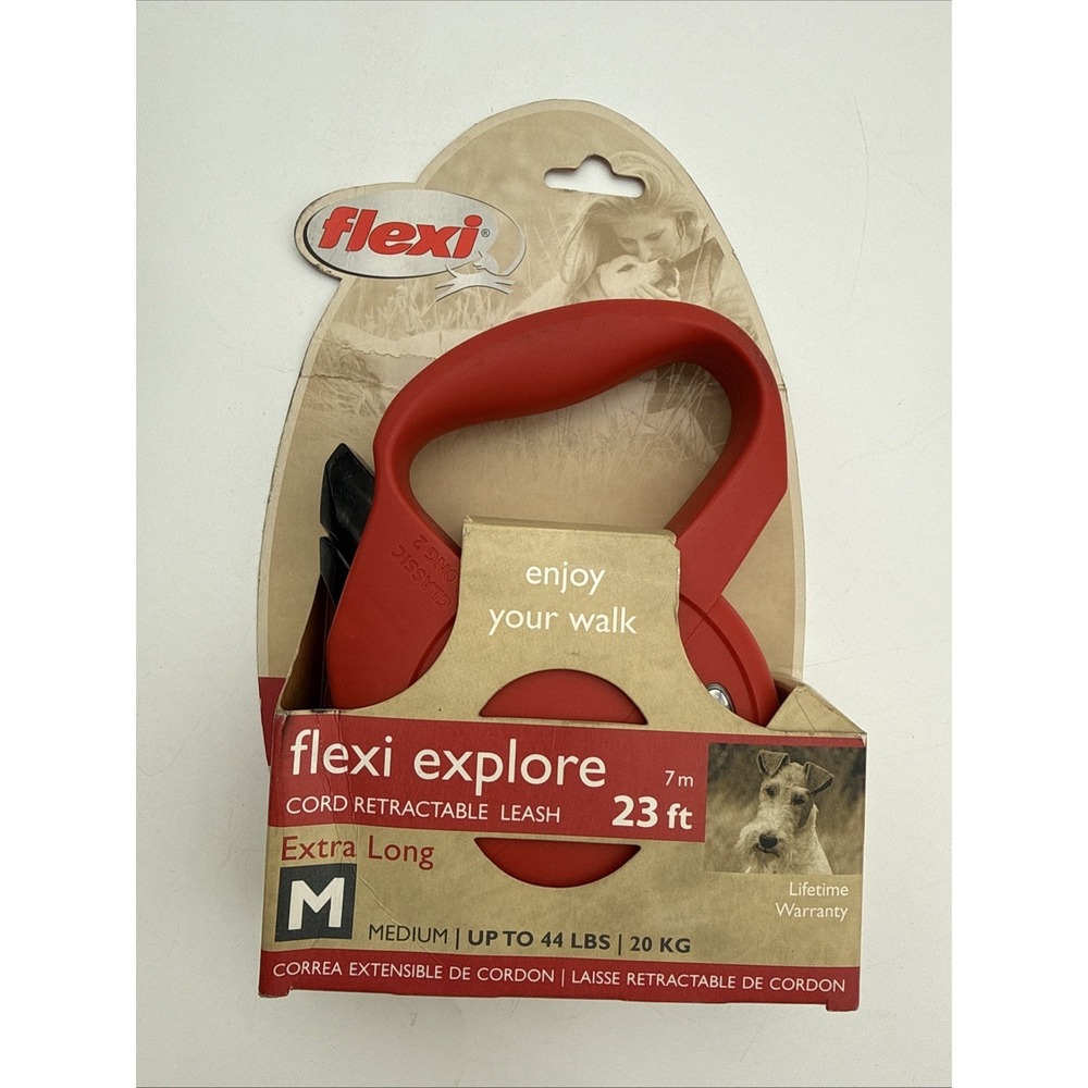 Flexi Explore Cord Retractable Leash 23 ft for Medium Dogs up to 44 lbs/20 Kg